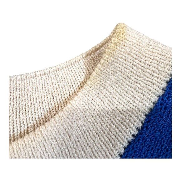 St. John Collection By Marie Gray Blue White Striped Santana Knit Dress 12 READ - Picture 5 of 8